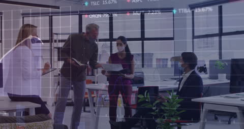 Team Analyzing Financial Data Trends in Modern Office