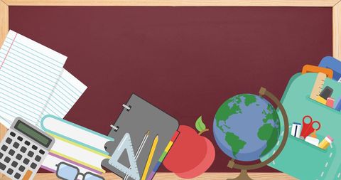 Educational Supplies Framed by Blackboard Background - Download Free Stock Images Pikwizard.com