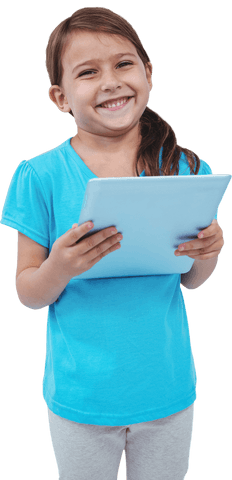 Cheerful Young Girl Holding Tablet with Transparent Background - Download Free Stock Videos Pikwizard.com