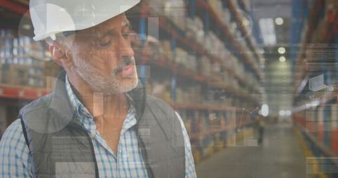 Warehouse Worker Analyzing Advanced Digital Data Panel - Download Free Stock Images Pikwizard.com