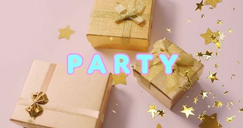 Party Celebration with Gift Boxes and Star Decorations
