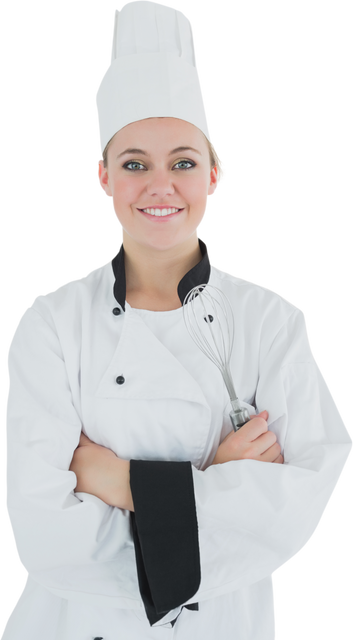 Transparent Cheerful Female Chef Holding Whisk with Confidence - Download Free Stock Videos Pikwizard.com