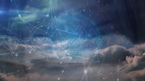 Digital Globe and Network Connections in Cloudy Sky