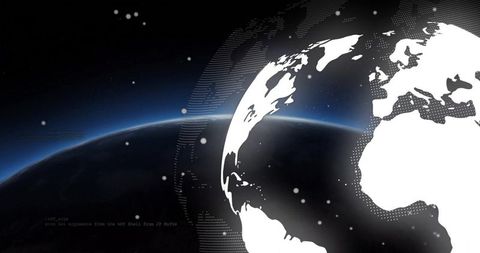 Digital earth with cosmic glow against vivid sunny horizon