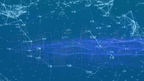 Digital Network Connections Over Virtual Cityscape
