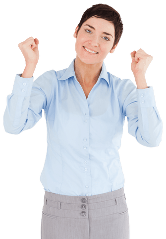 Smiling Caucasian Businesswoman Celebrating Success on Transparent Background - Download Free Stock Videos Pikwizard.com