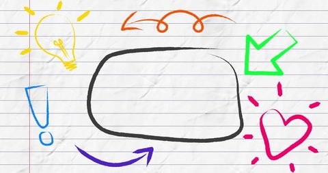 Colorful Doodles with Speech Bubble on Lined Paper - Download Free Stock Images Pikwizard.com
