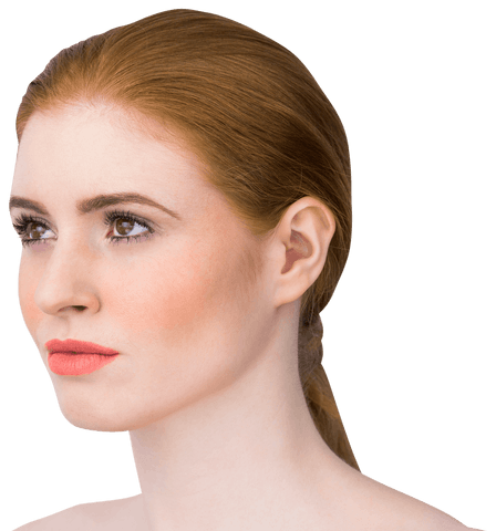 Caucasian Woman with Red Hair on Transparent Background