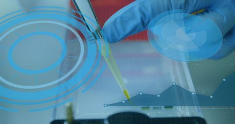 Scientist Using Pipette in Hi-Tech Laboratory Environment