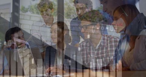 Team Collaboration and Financial Data Analysis with Technology Blend - Download Free Stock Images Pikwizard.com