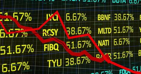 Financial downturn with red graph on digital display