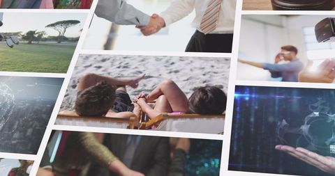 Collage Representing Business, Leisure, and Technology Themes - Download Free Stock Images Pikwizard.com