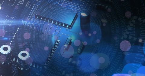 Digital Circuit Board with Binary Overlay and Light Effects - Download Free Stock Images Pikwizard.com