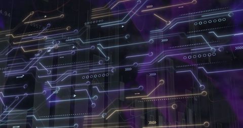 Abstract Digital Network Connections on Purple Background - Download Free Stock Images Pikwizard.com