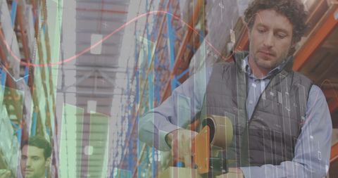 Digital Data Overlay in Dynamic Warehouse Environment - Download Free Stock Images Pikwizard.com