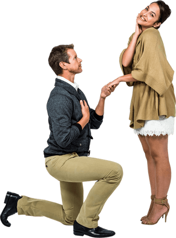 transparent proposal romance elegance, kneeling man holding woman's hand - Download Free Stock Videos Pikwizard.com