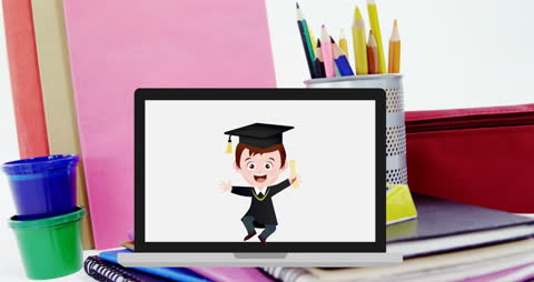 Animated Graduation Celebration on Digital Device