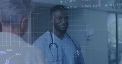 Doctor Engaging with Colleague Amid Digital Healthcare Innovations