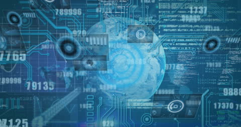 Futuristic Digital Data Network Overlaying Earth