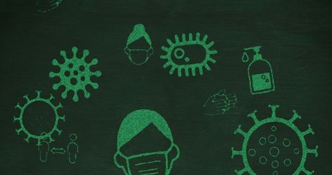 Chalkboard Illustrations of COVID-19 Precautions and Virus Icons - Download Free Stock Images Pikwizard.com