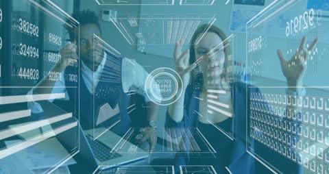 Business Team Engaging with Futuristic Data Interface