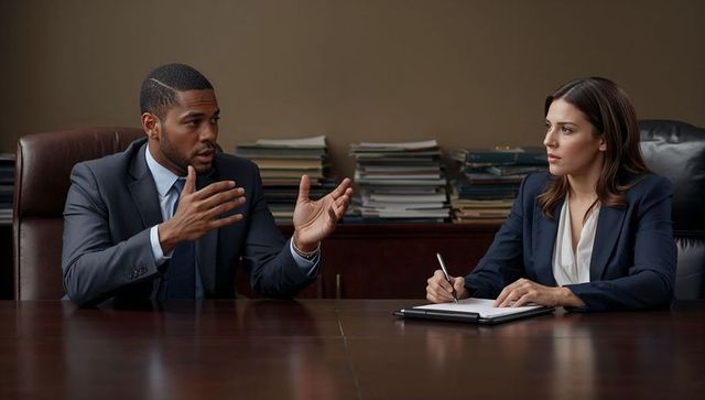 Executives debating strategy while coworker taking notes in corporate boardroom meeting