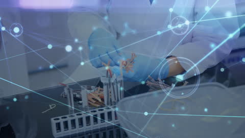 Digital Interface Overlay on Medical Research Lab Work