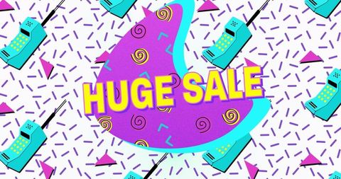 Retro huge sale announcement vibrant 90s style