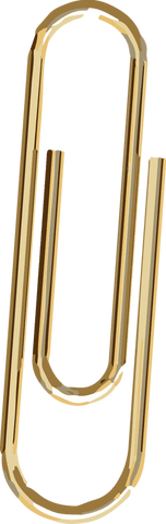 Minimalist golden paperclip art on transparent background