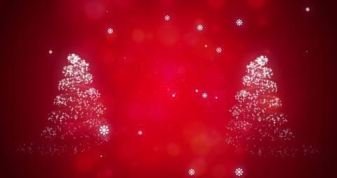 Digital Snowflake Christmas Trees against Radiant Red Background