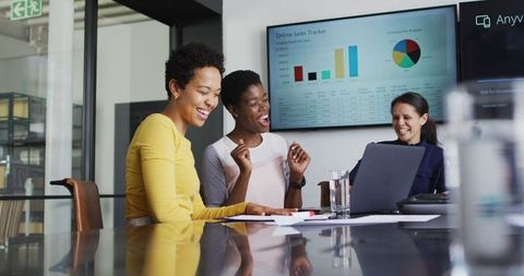 Diverse Businesswomen Celebrating Success at Modern Office Meeting - Download Free Stock Images Pikwizard.com