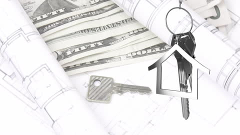 Real Estate and Finance Concept with Blueprint and Keys