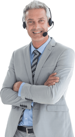 confident businessman with headset transparent background - Download Free Stock Videos Pikwizard.com