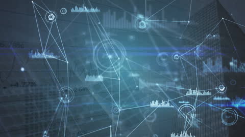 Futuristic Network Connections with Solar Panels and Skyscraper