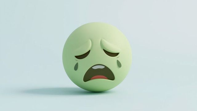 Distressed emoticon in minimal 3d rendering
