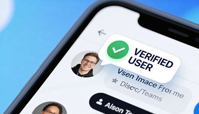 Mobile Messaging App UI Showing Verified User Avatar with Green Check Badge Profile Verification