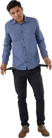 businessman showing empty pockets in transparent background - Download Free Stock Videos Pikwizard.com
