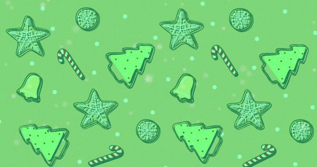 Green Christmas Pattern with Cookies and Candies - Download Free Stock Images Pikwizard.com