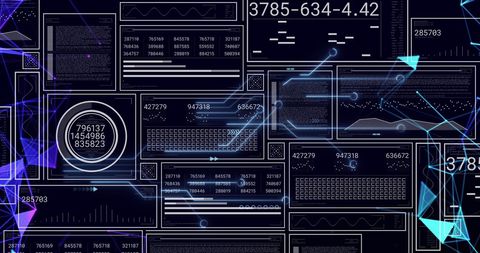 Digital Interface with Graphs and Holographic Elements - Download Free Stock Images Pikwizard.com