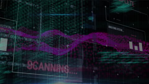 Futuristic Data Processing Graphics with DNA Strand