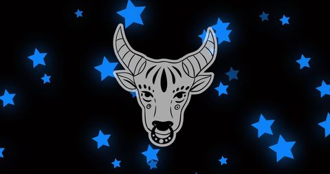 Taurus Zodiac Symbol with Glowing Stars Background