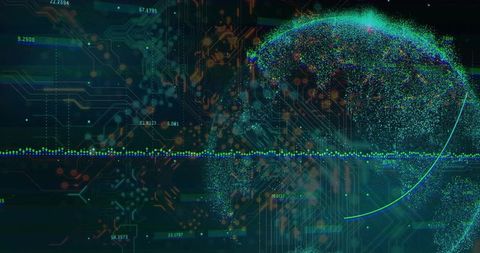 Tech Globe Formed in Digital Interface with Data Line