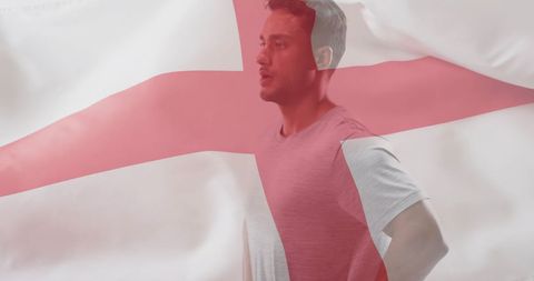 Caucasian Male Athlete with England Flag Overlay - Download Free Stock Images Pikwizard.com