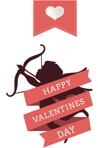 valentine's cupid silhouette with heart banner on transparent background - Download Free Stock Videos Pikwizard.com