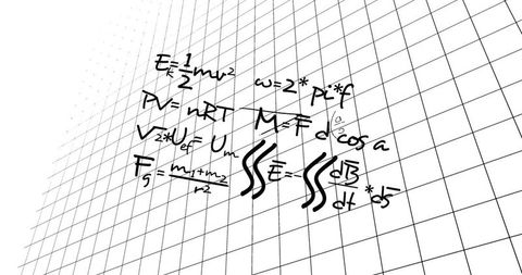 Mathematical formulas overlaying grid background in 3d space