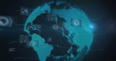 Digital Data Visualization on Global Earth Background - Download Free Stock Images Pikwizard.com