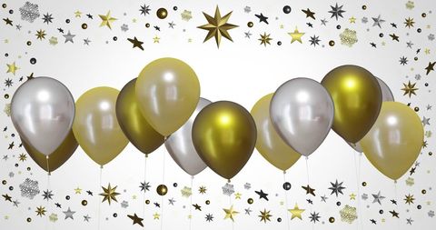 Golden and Silver Balloons with Starry Accents for Festive Celebrations - Download Free Stock Images Pikwizard.com