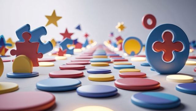 Colorful Geometric Shapes Creating Abstract Artistic Pattern