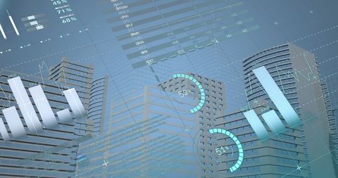 Digital Statistics and Analytics Concept Over Cityscape - Download Free Stock Images Pikwizard.com