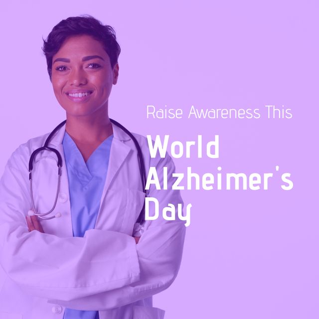 Female Doctor Promotes World Alzheimer's Day Awareness - Download Free Stock Templates Pikwizard.com